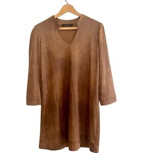 NWT Lauren Vidal Faux Suede Leather Dress 3/4 Sleeve, v-neck Small